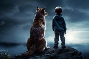 <nino-y-perro-mirando-la-luna-en-el-cielo-imagen-generada-por-ia>